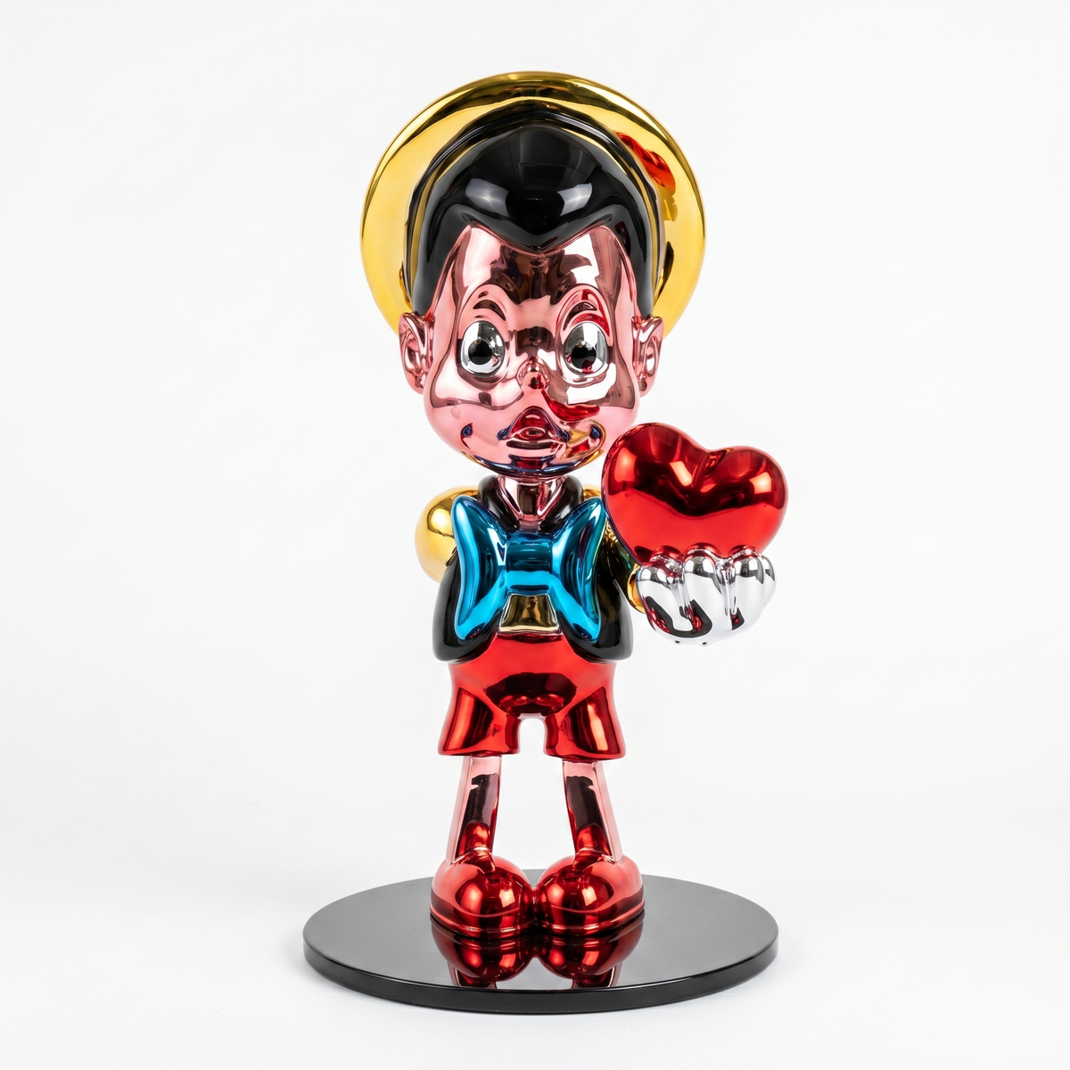TESORO — chrome sculpture, figure with a jewelled heart