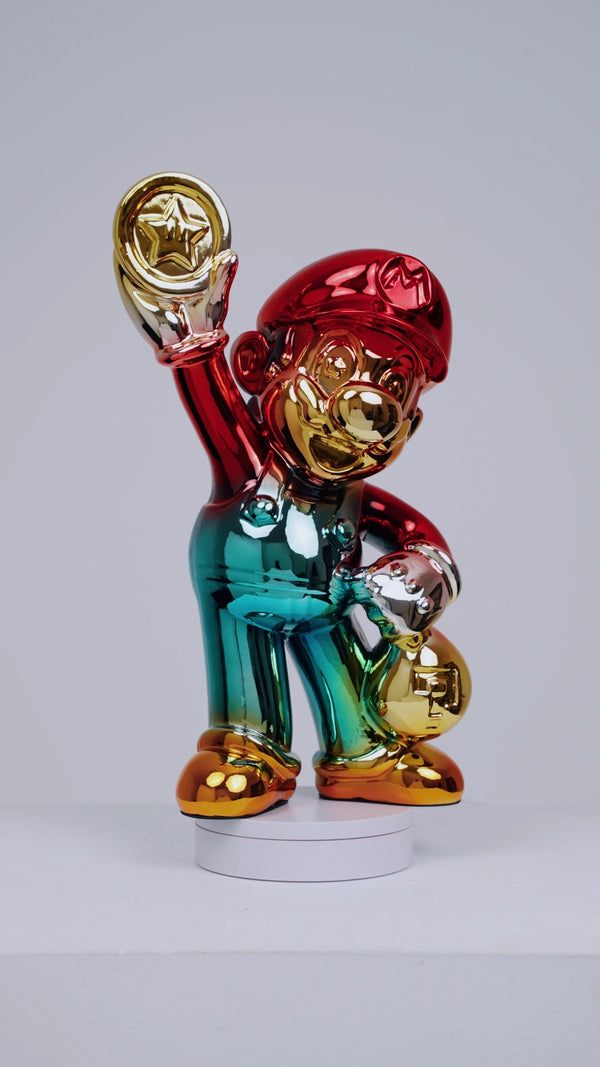 LEVEL UP, chrome sculpture by AXI Gallery