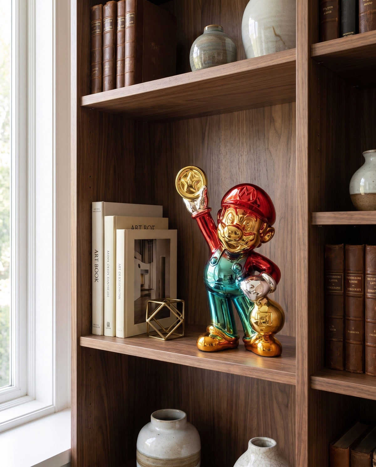 LEVEL UP at home, on a bookshelf, AXI Gallery